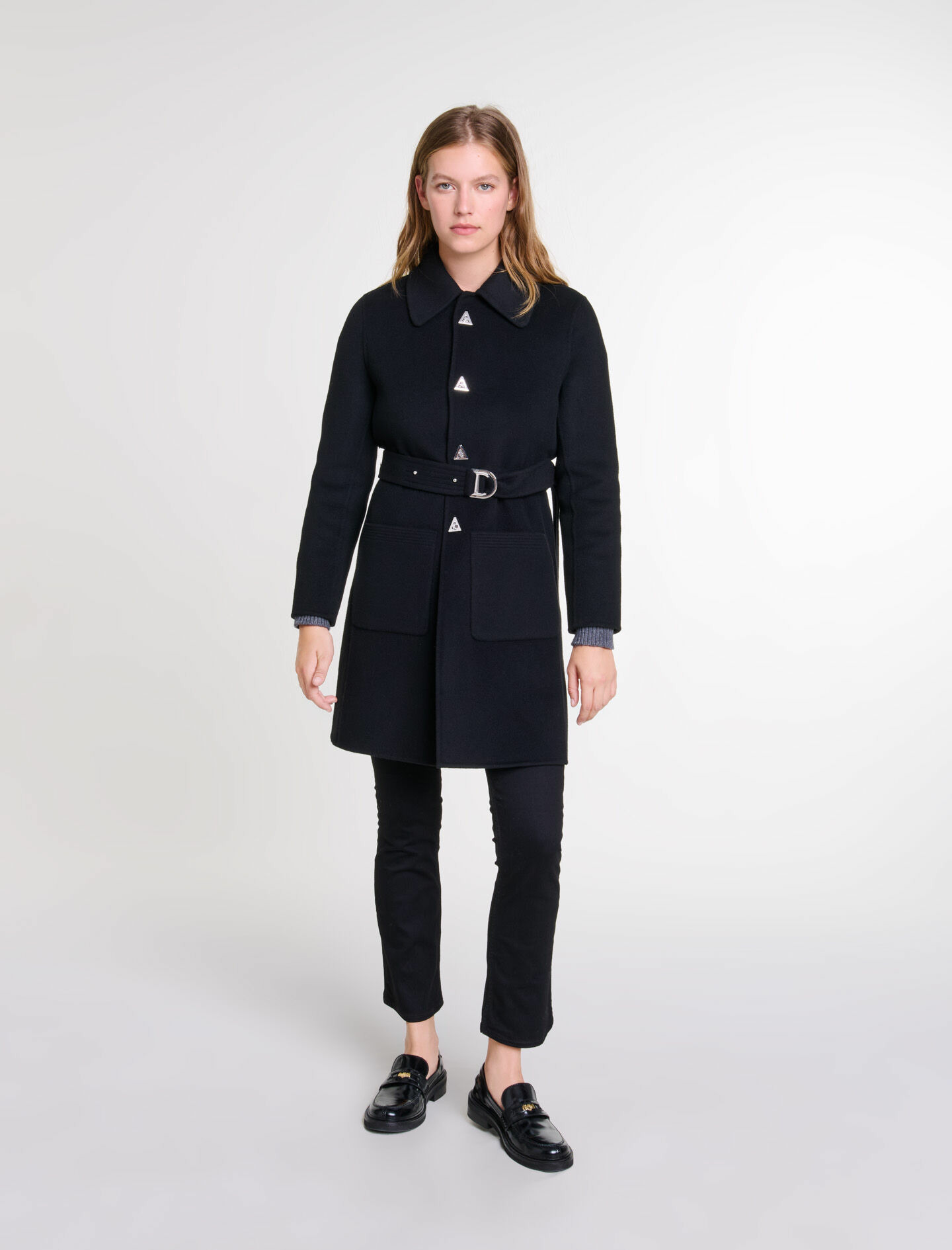 Manteau mi-long ceinturé
