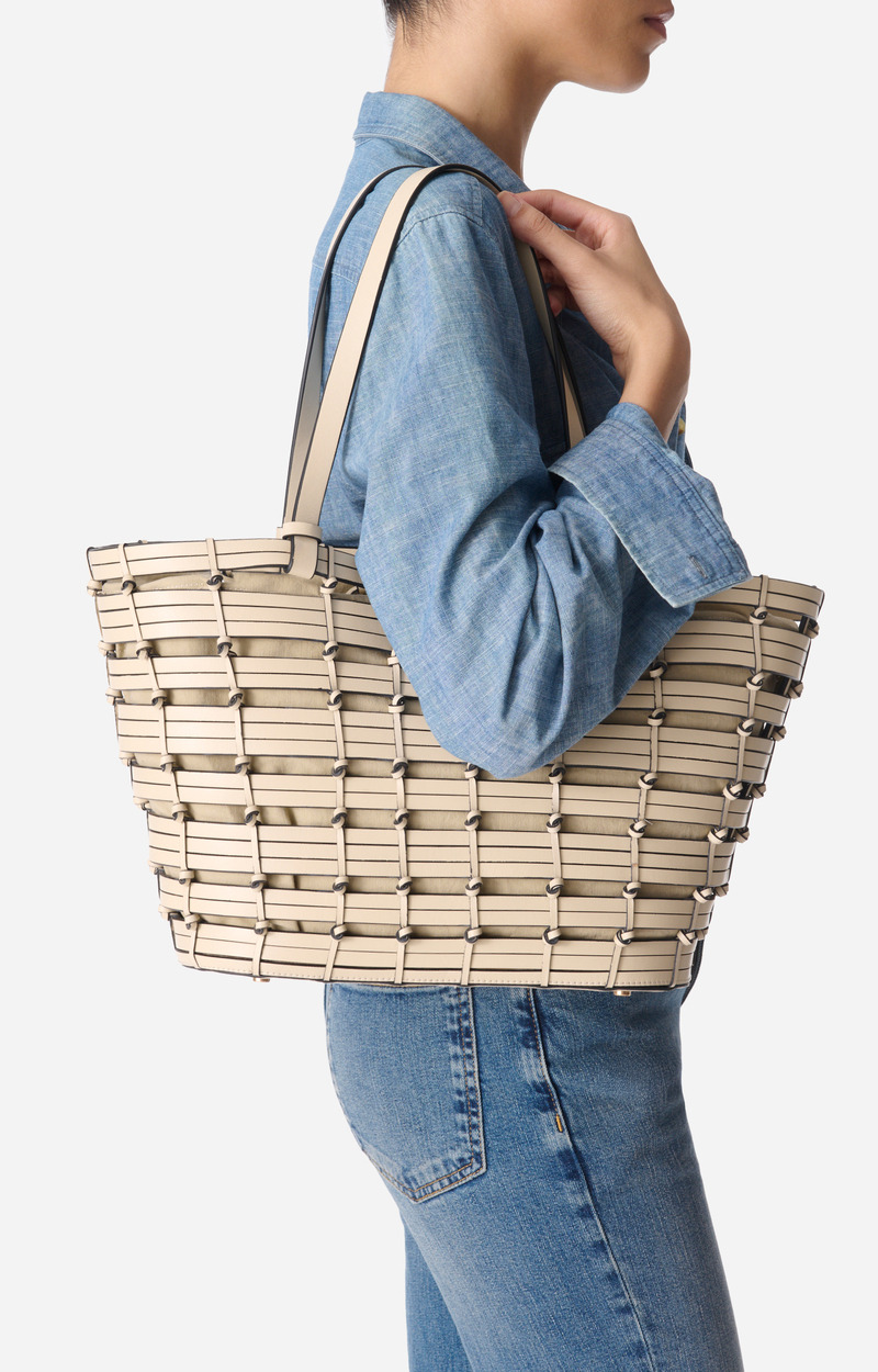 Panier Tressé En Cuir En Cuir D'Agneau