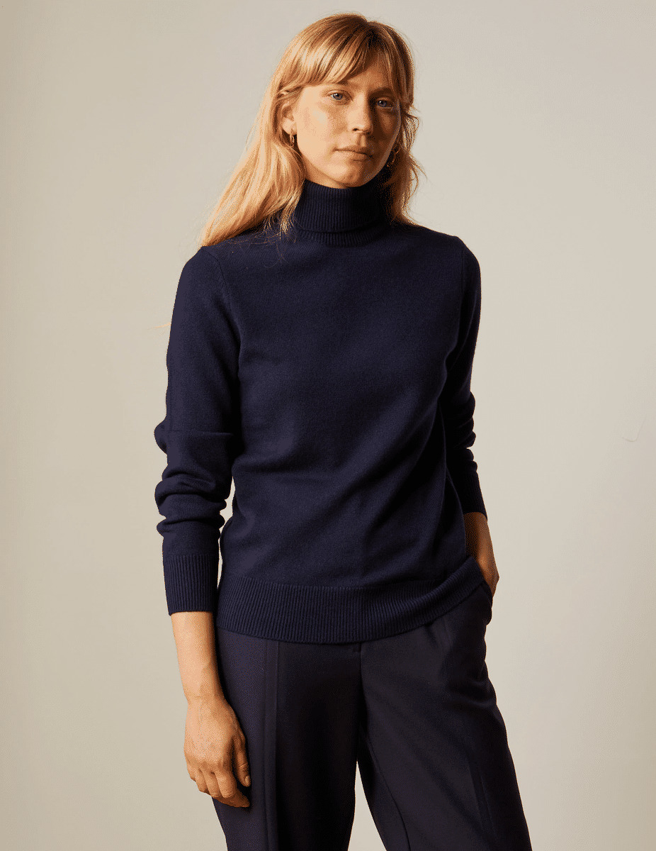 Pull gwenaelle en laine et cachemire marine