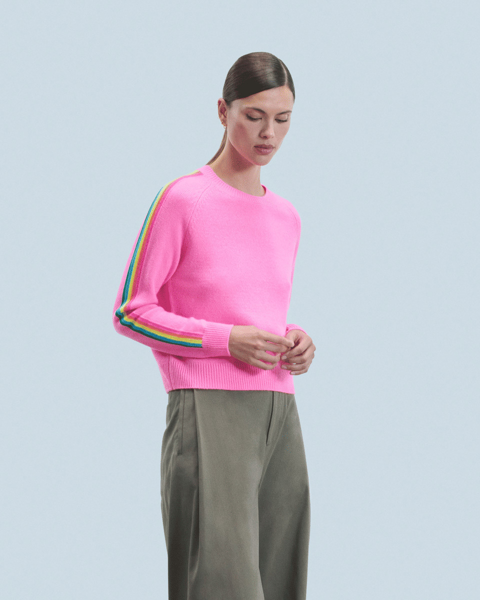 Pull Col Rond Bandes Manches Multico