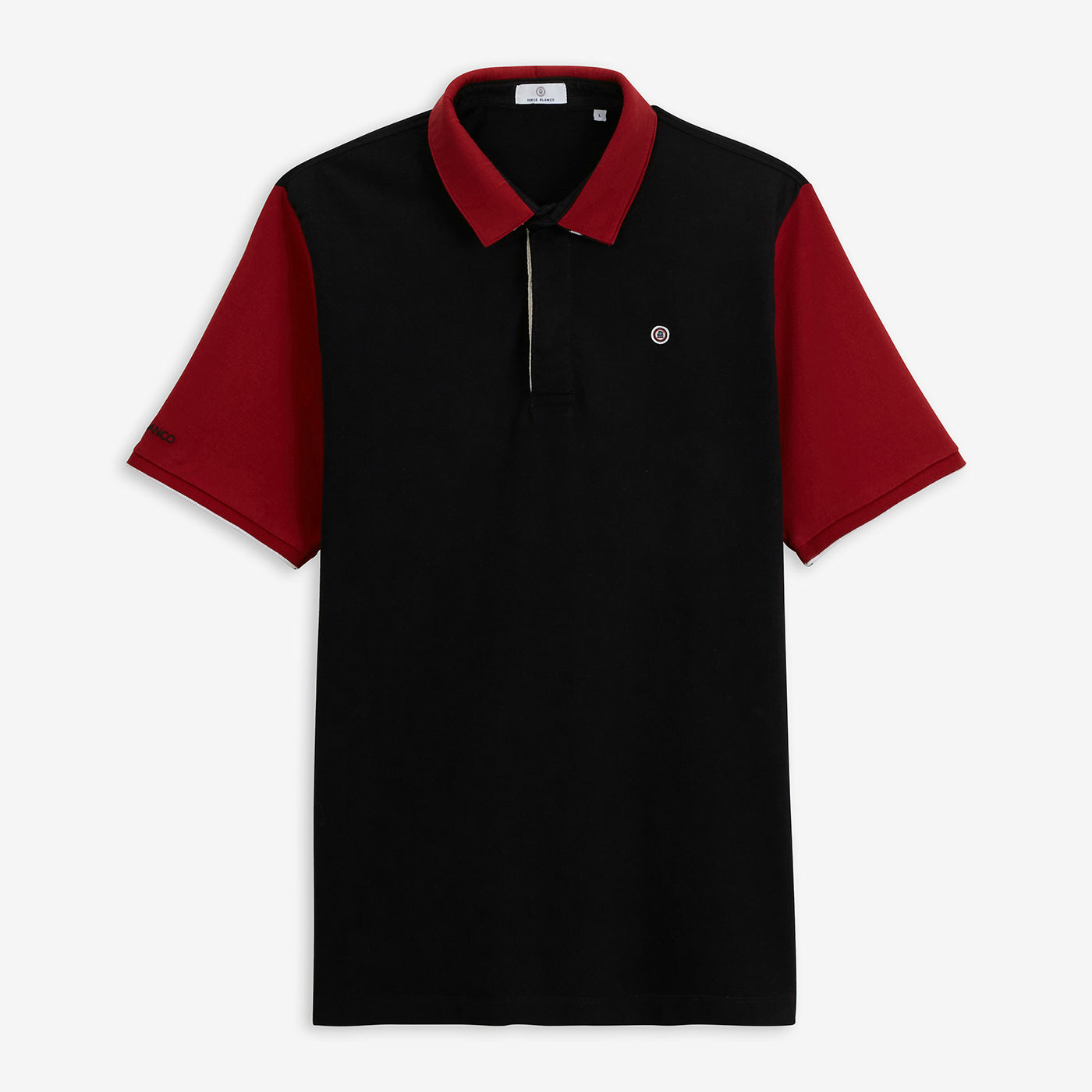 Maillot rugby manches courtes bicolore Landry noir