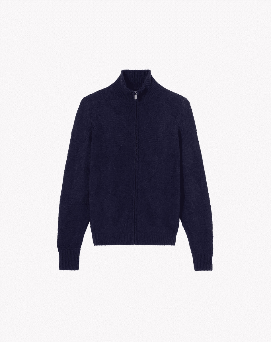 Blouson zippé point losange - Homme - MARINE