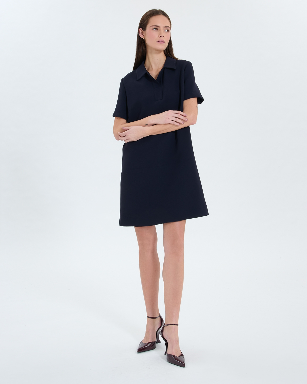 Robe chemise en crêpe nocturne
