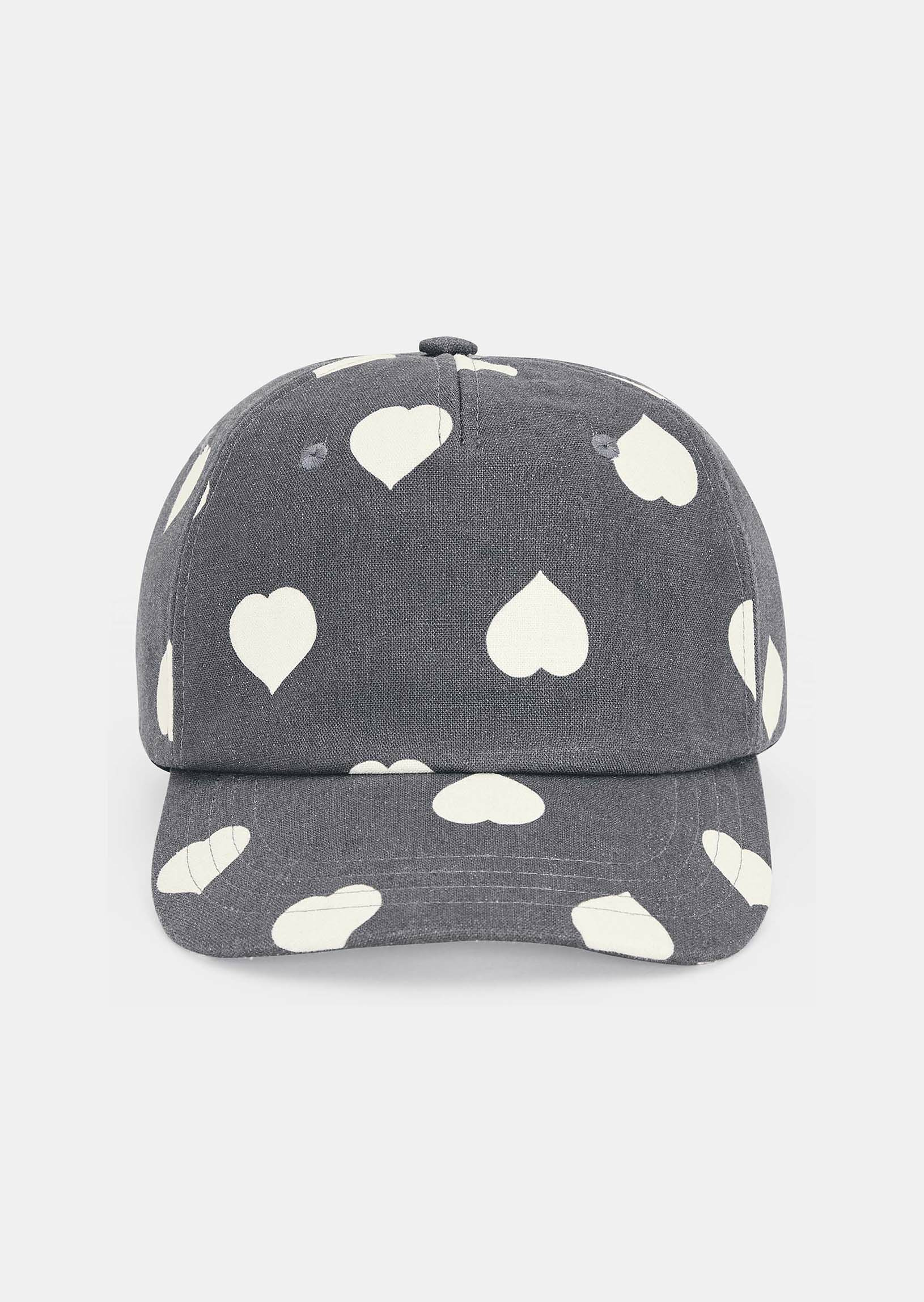 Casquette Carole-grise imprimé coeurs