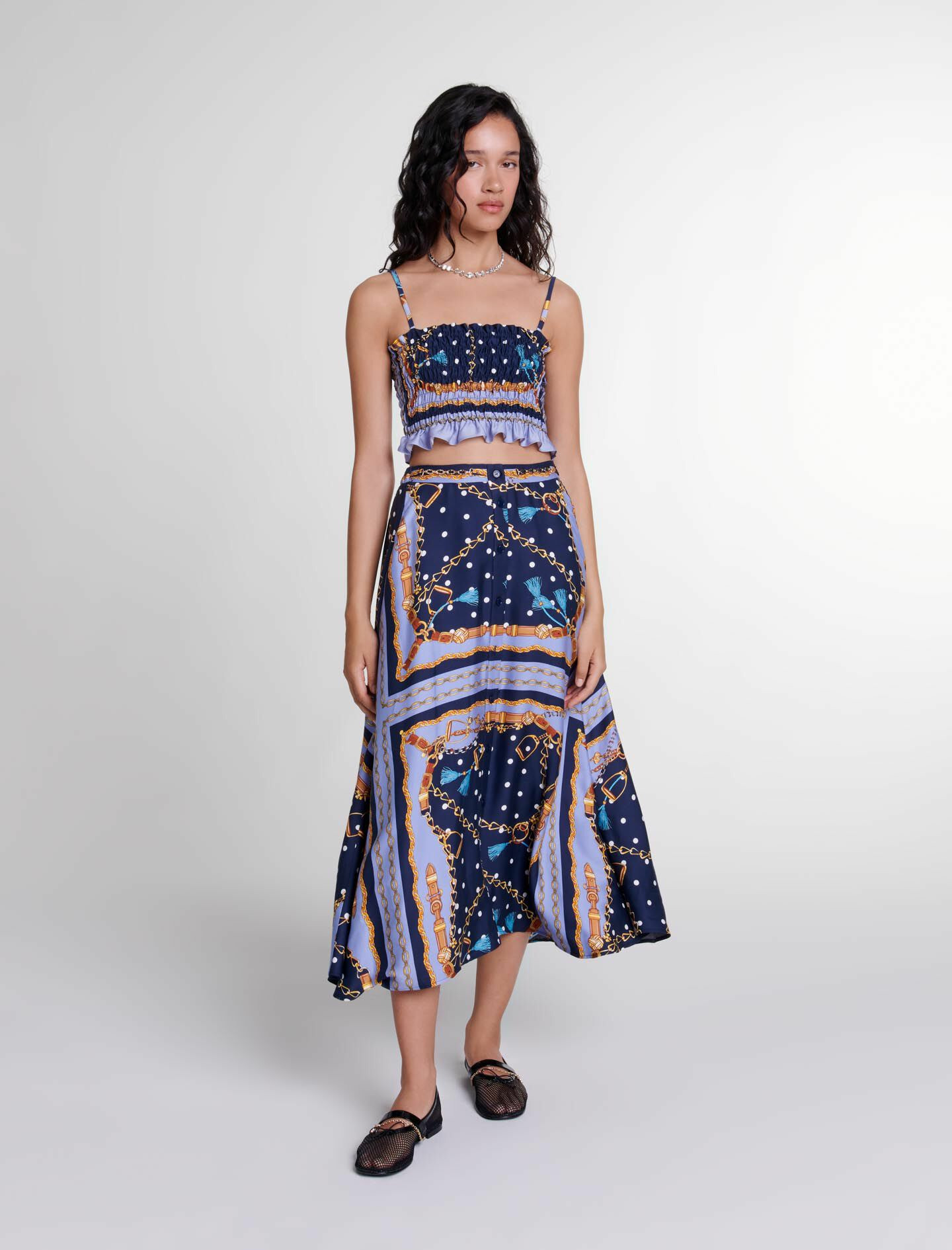 Jupe short satinée imprimée