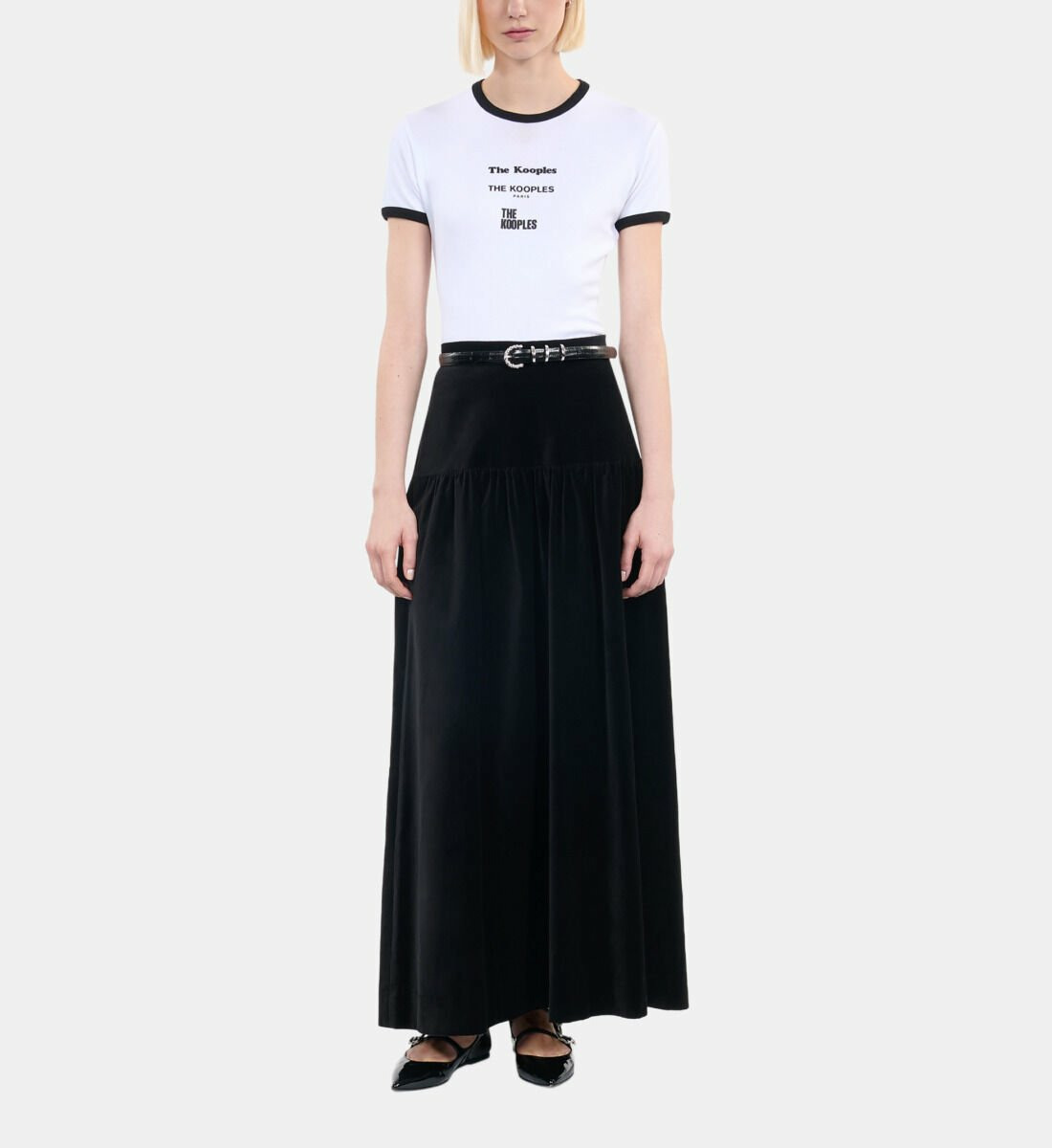 Jupe Longue En Velours Noir Femme