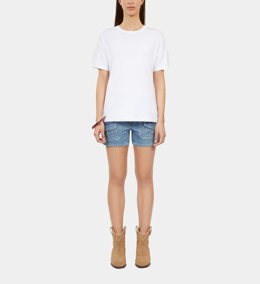 T-Shirt Manches Courtes A Strass Femme