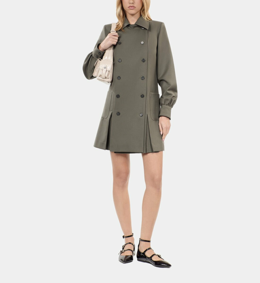 Robe Tailleur Courte Kaki Femme