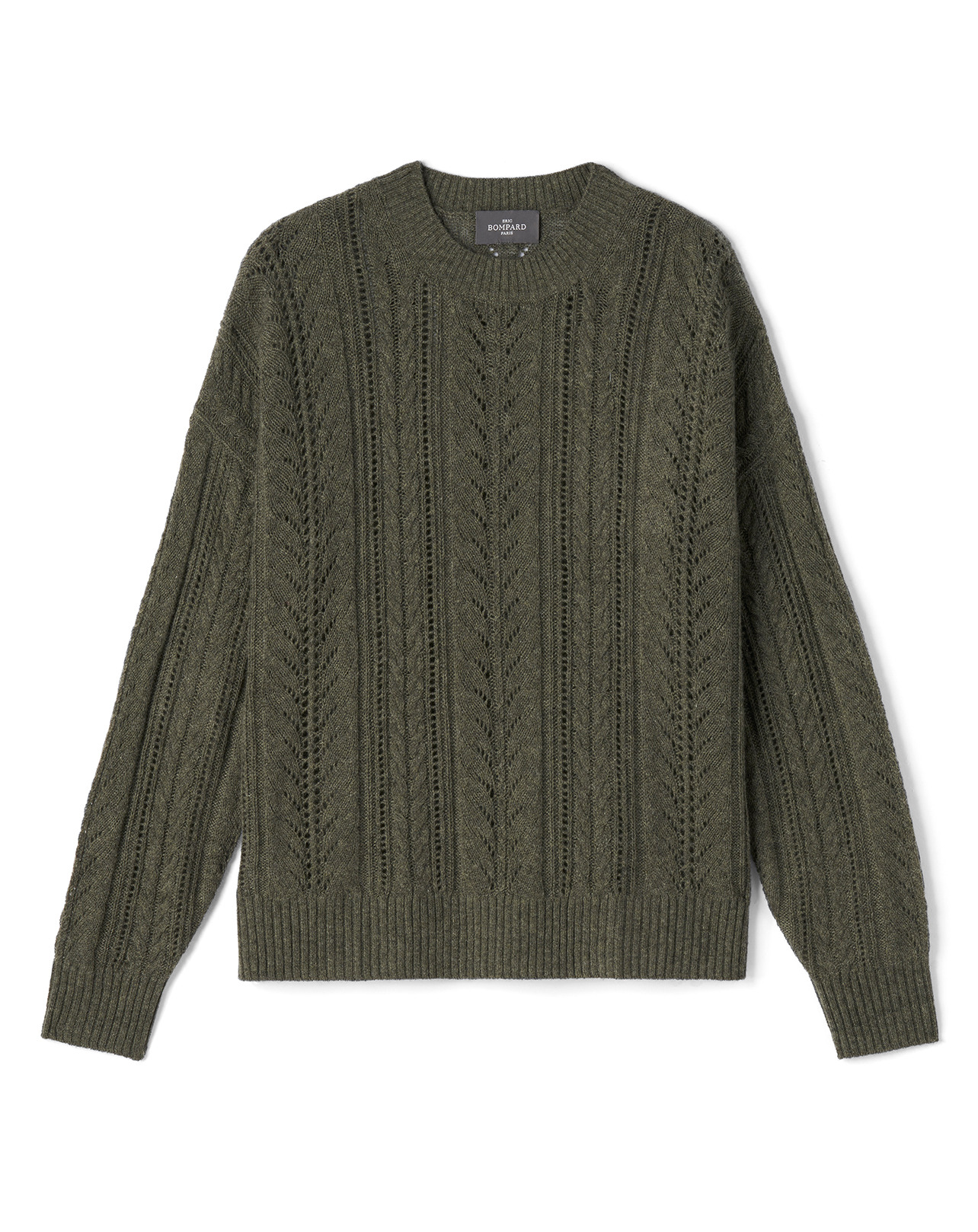 Pull col rond pointelle - Femme - KAKI OMBRE