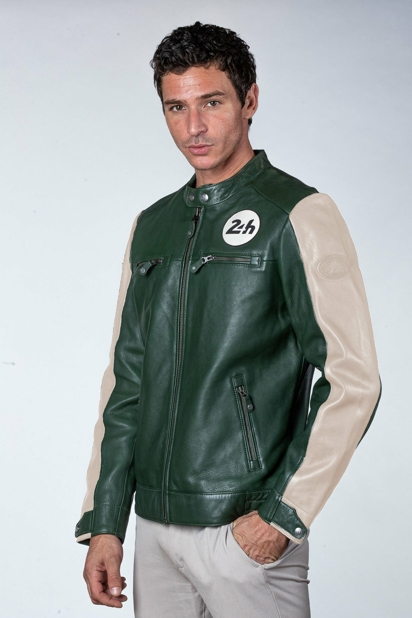 Blouson cuir 24H le mans Max vert
