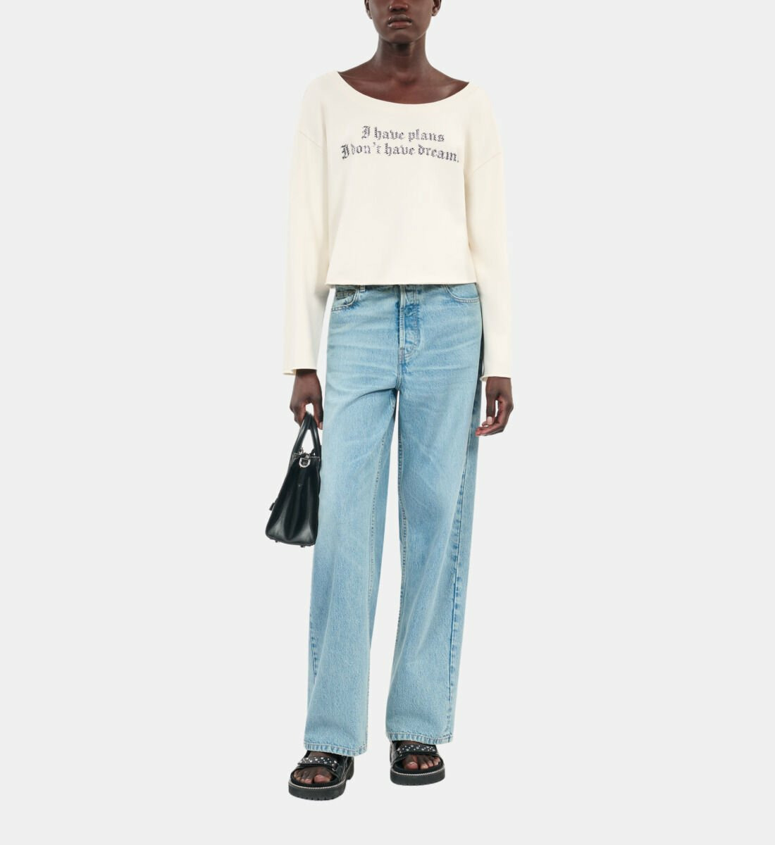 Sweatshirt Avec Sérigraphie Écru Femme