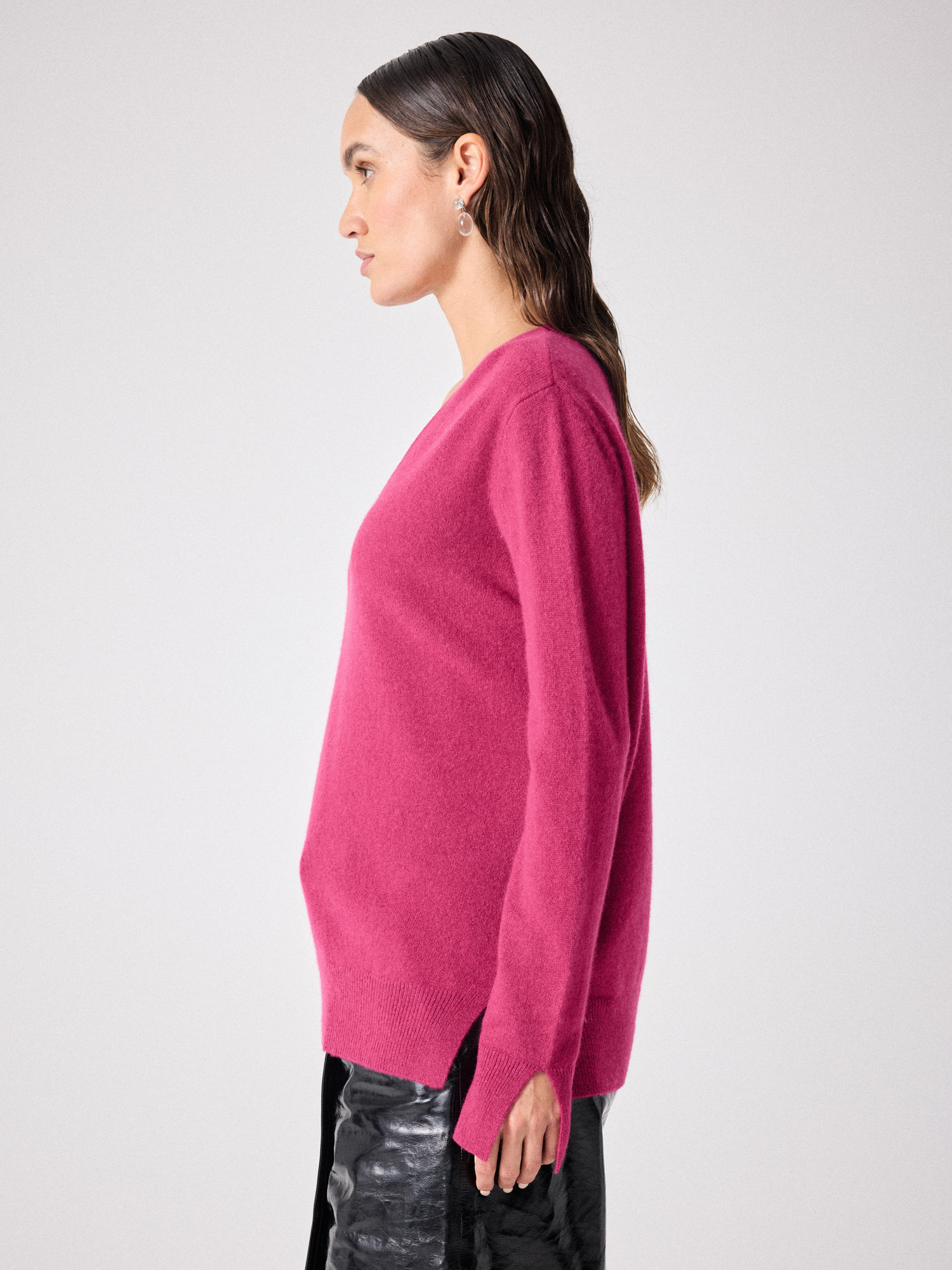 Pull col V CACHEMIRE LEOPOLDINE FLEUR