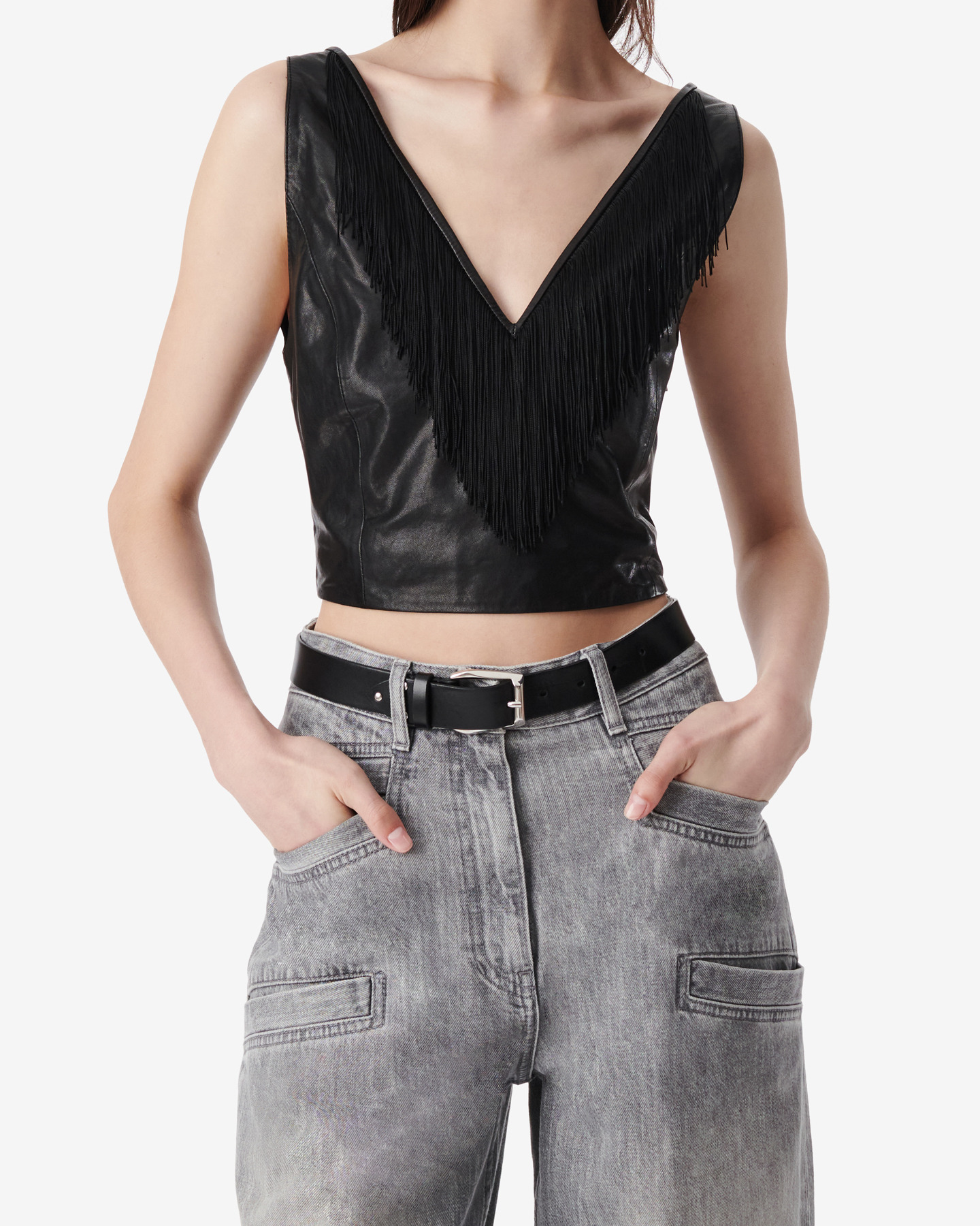 Top En Cuir À Franges