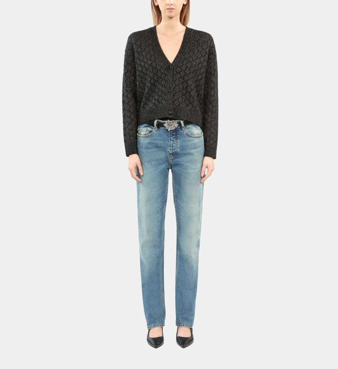 Cardigan Boutonne A Torsades Femme