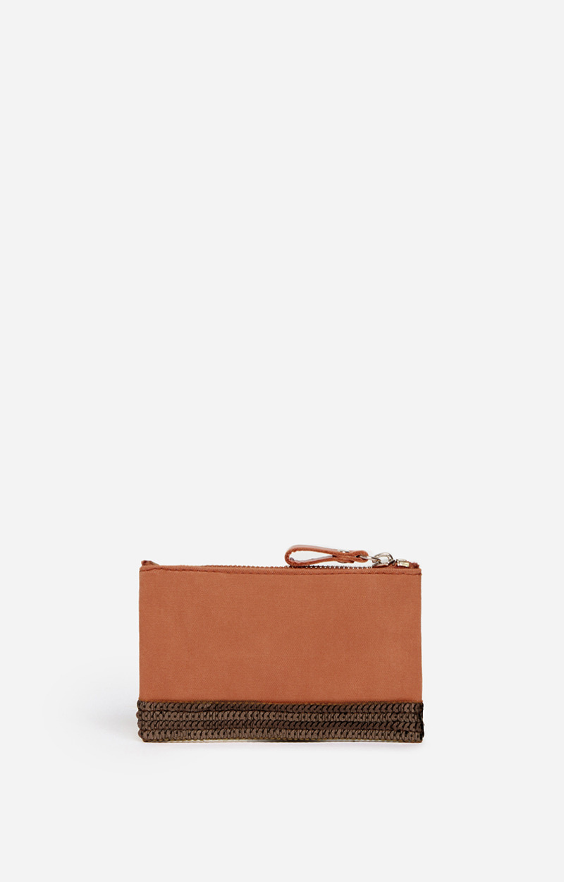 Pochette Zippée En Toile & Paillettes