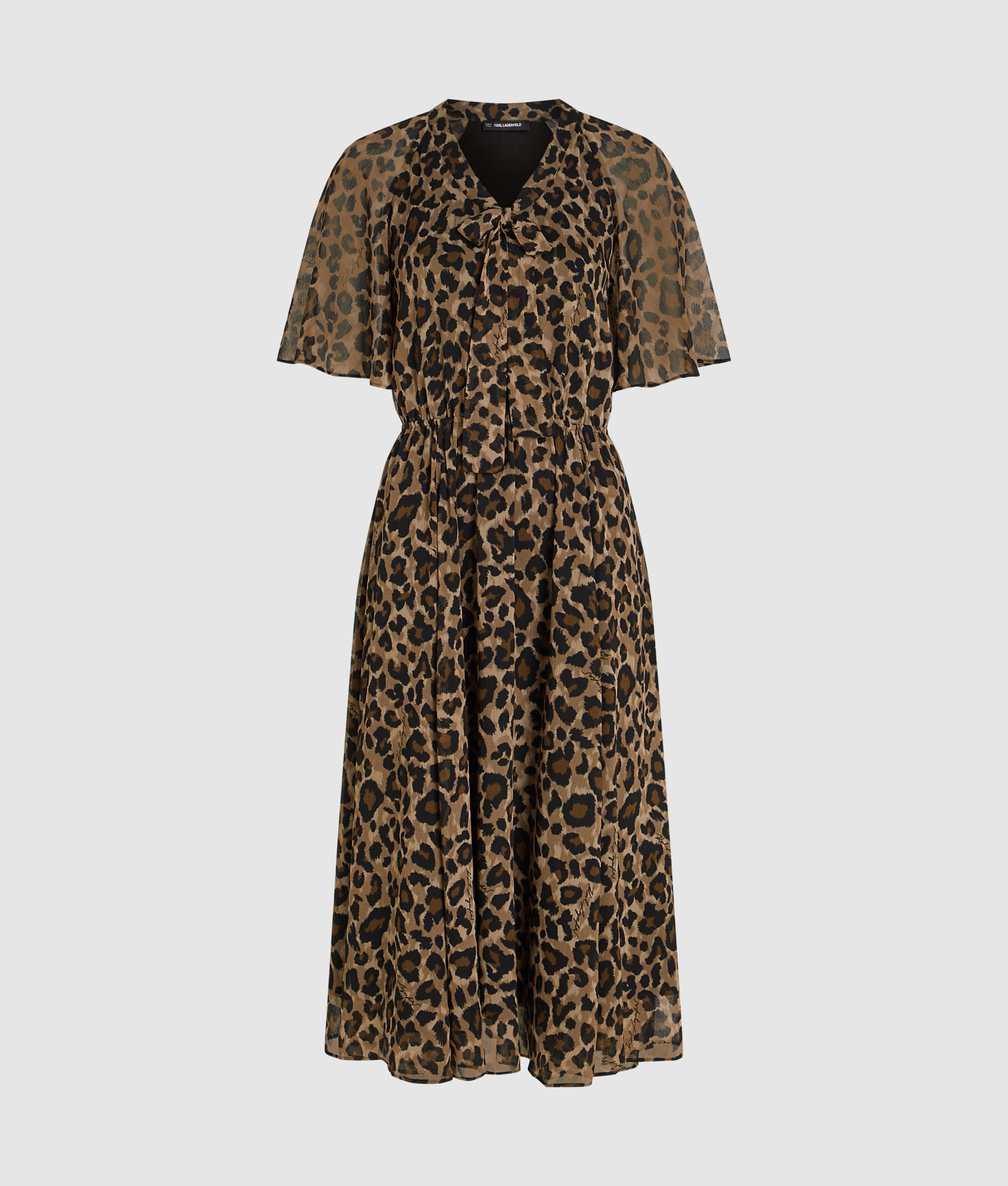 LEOPARD AOP CHIFFON MIDI DRESS