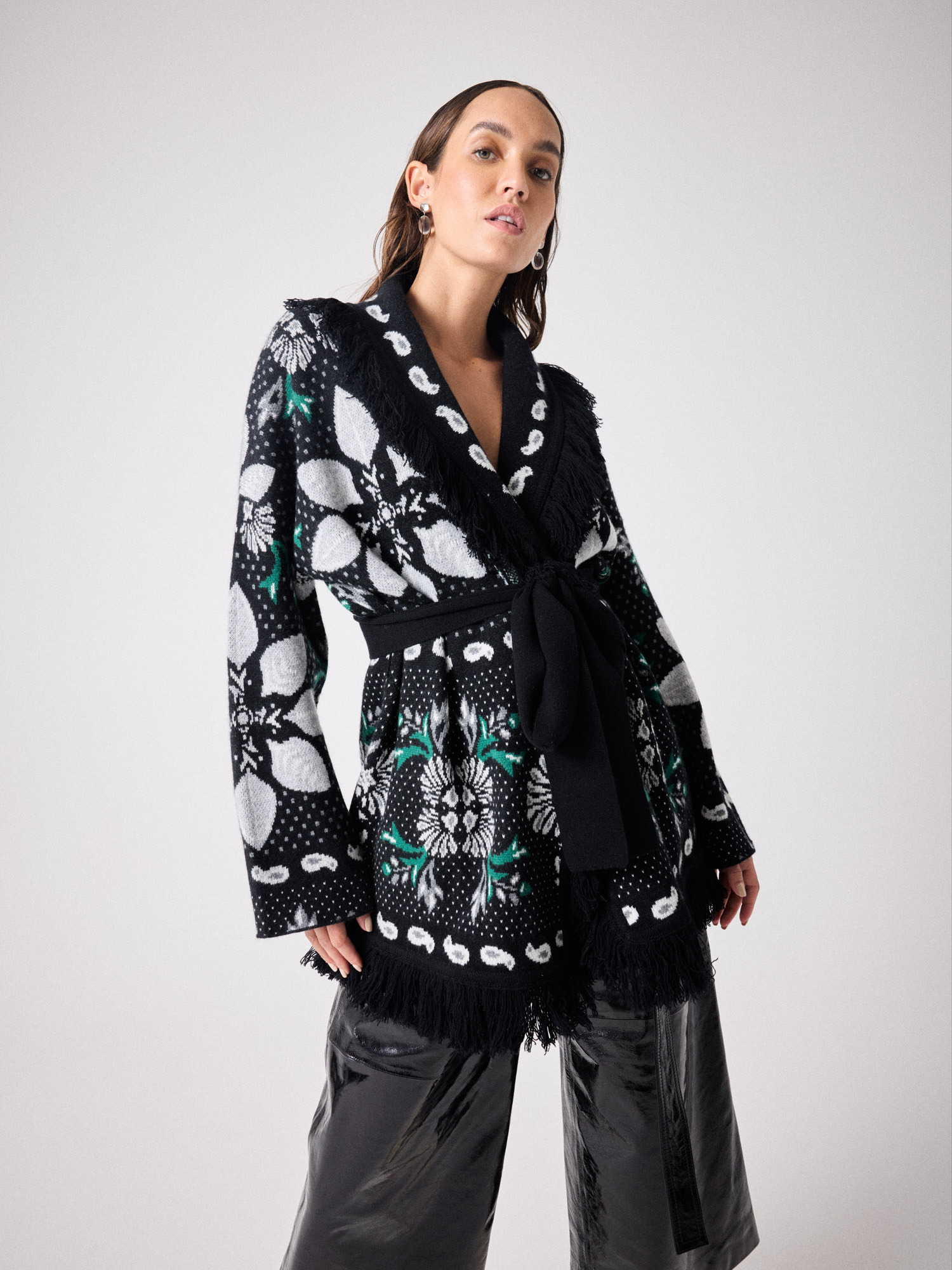 Cardigan en laine et cachemire Estella NOIR_GRIS_CHINE