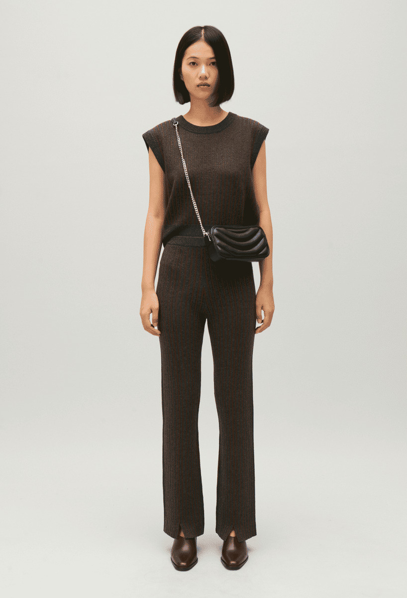 Pantalon maille rayée