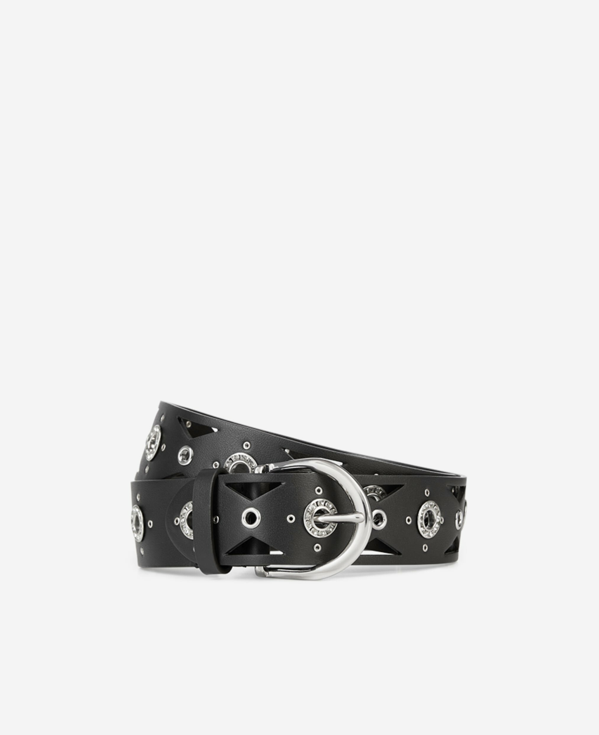 Ceinture En Cuir Avec Oeillets Strassés