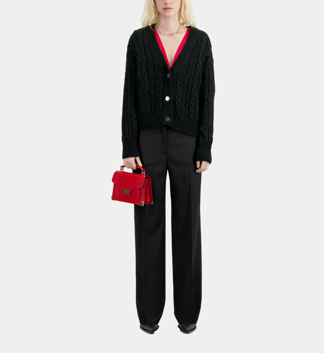 Cardigan Boutonne A Torsades Femme
