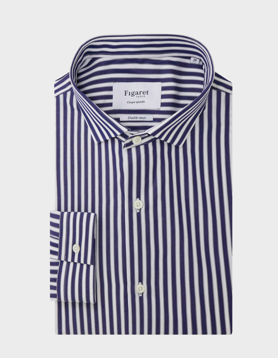 Chemise Ajustée rayée marine