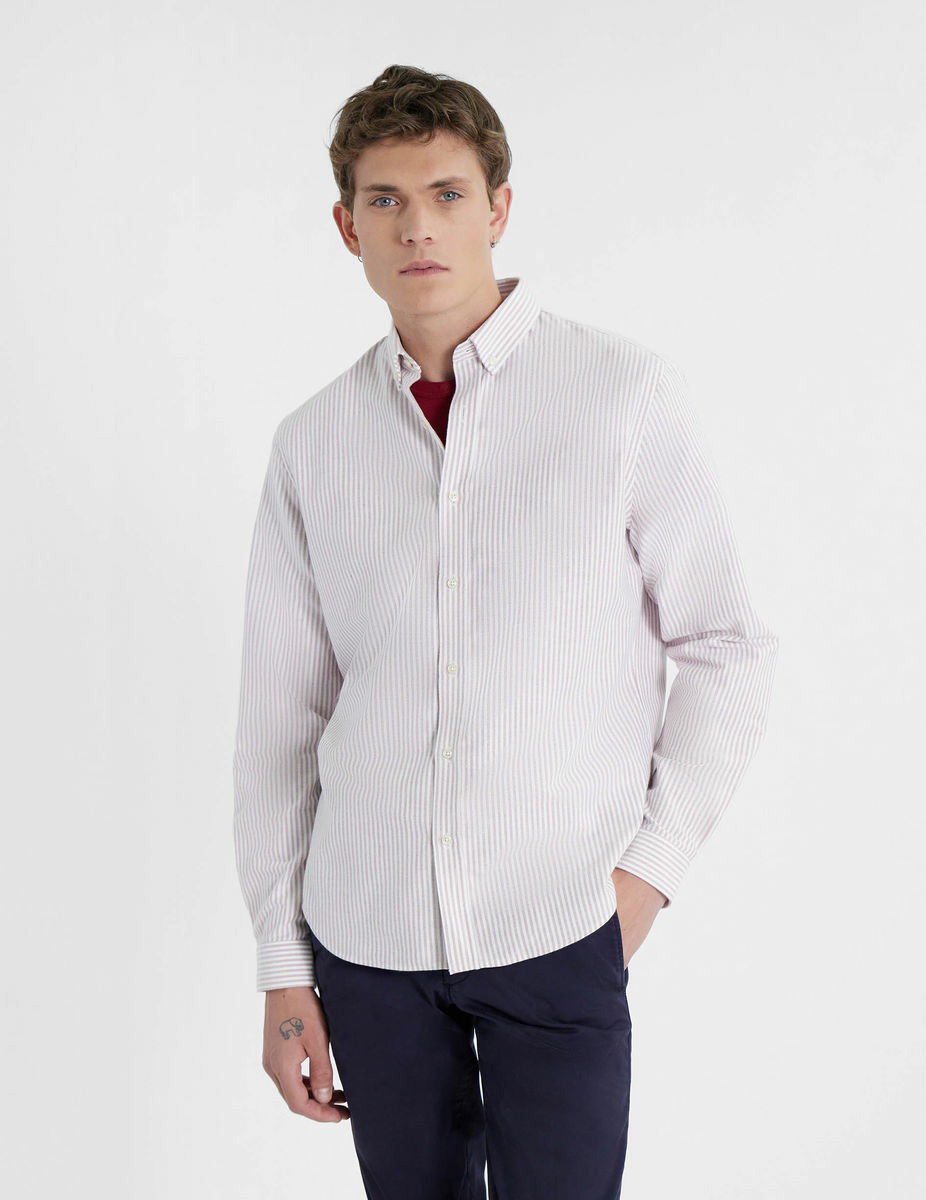 Chemise Gaspard rayée bordeaux