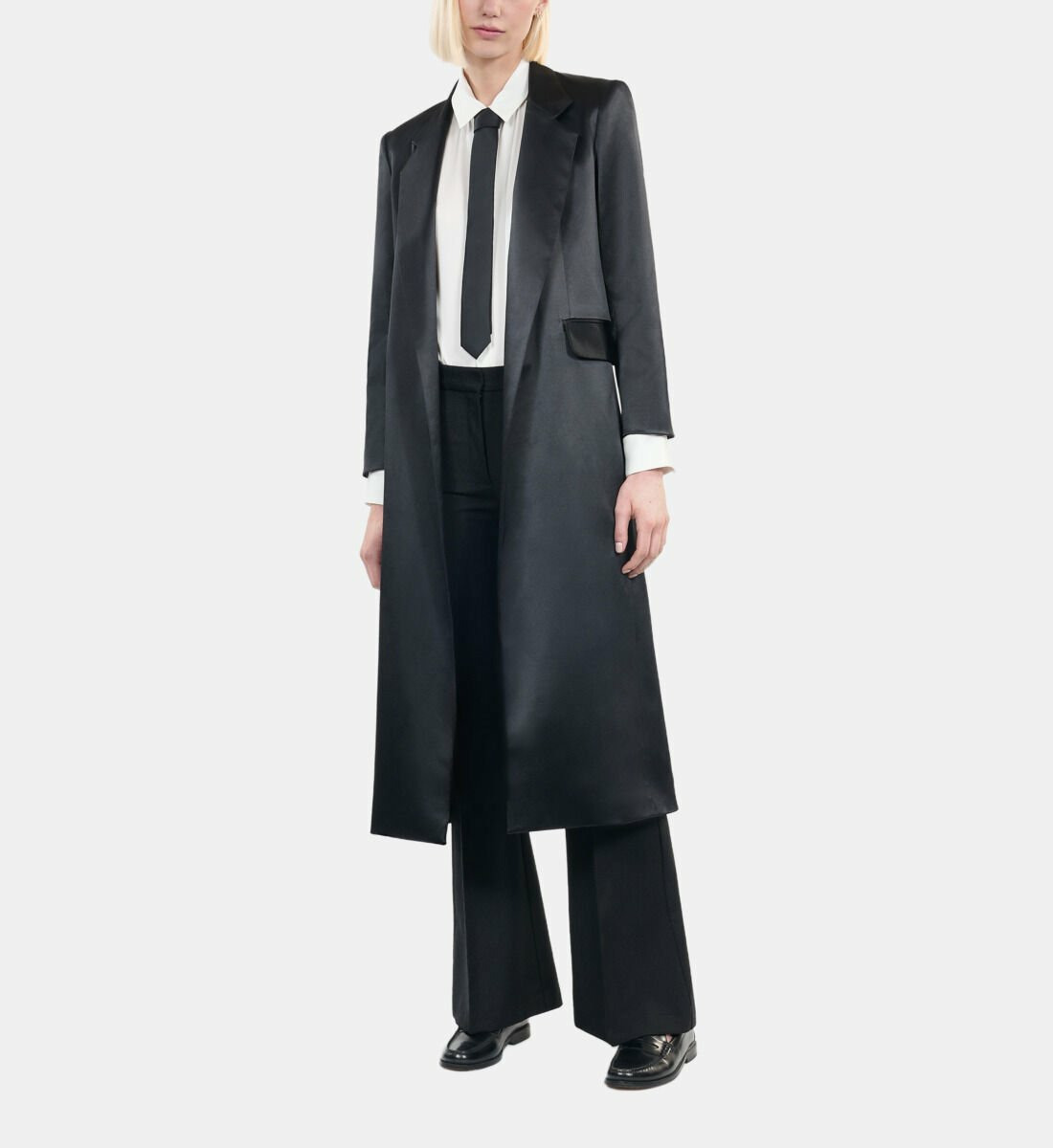 Manteau The Kooples X Carolina Ritzler En Satin Noir Femme