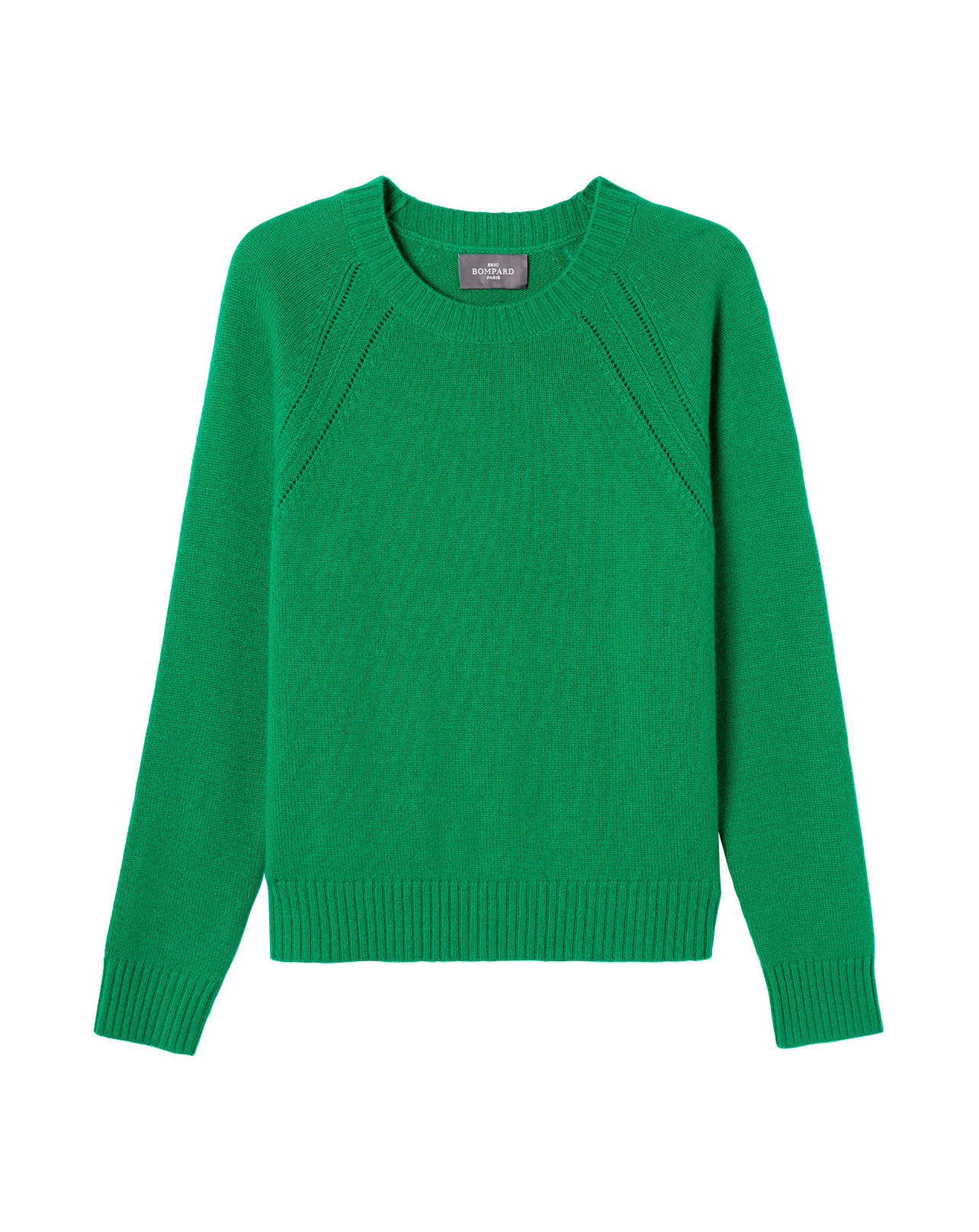 Pull col rond pointelle - Femme - VERT CAROUBY