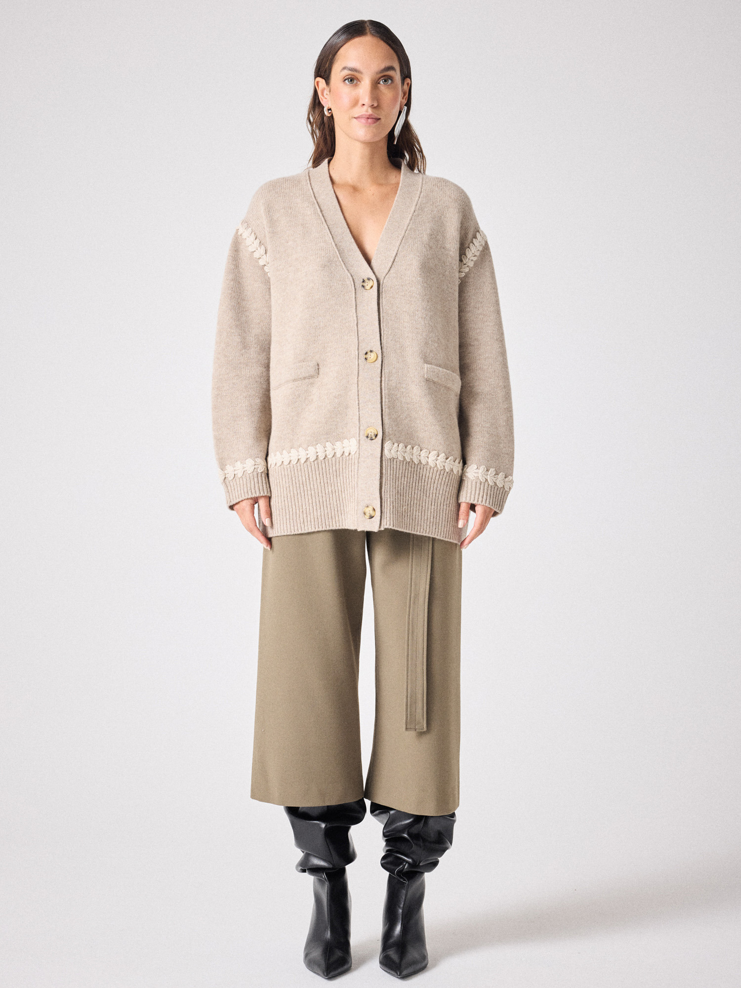 Gilet en laine cosmique TERRE FUMEE/BEIGE CH