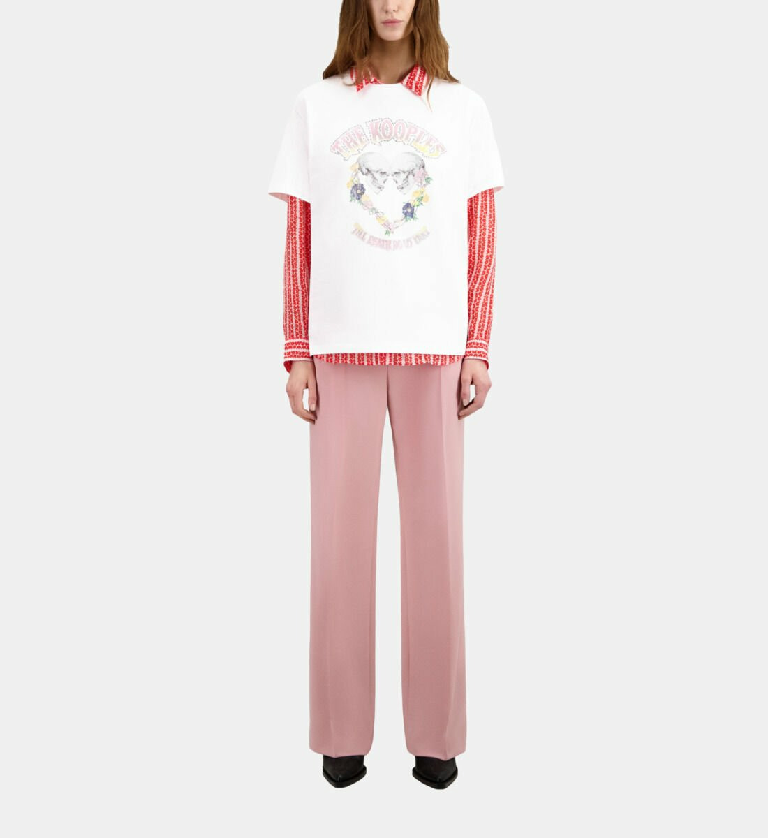 T-Shirt Blanc Avec Sérigraphie Skull Heart Femme
