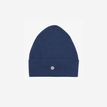 Bonnet uni en coton et laine bleu océan