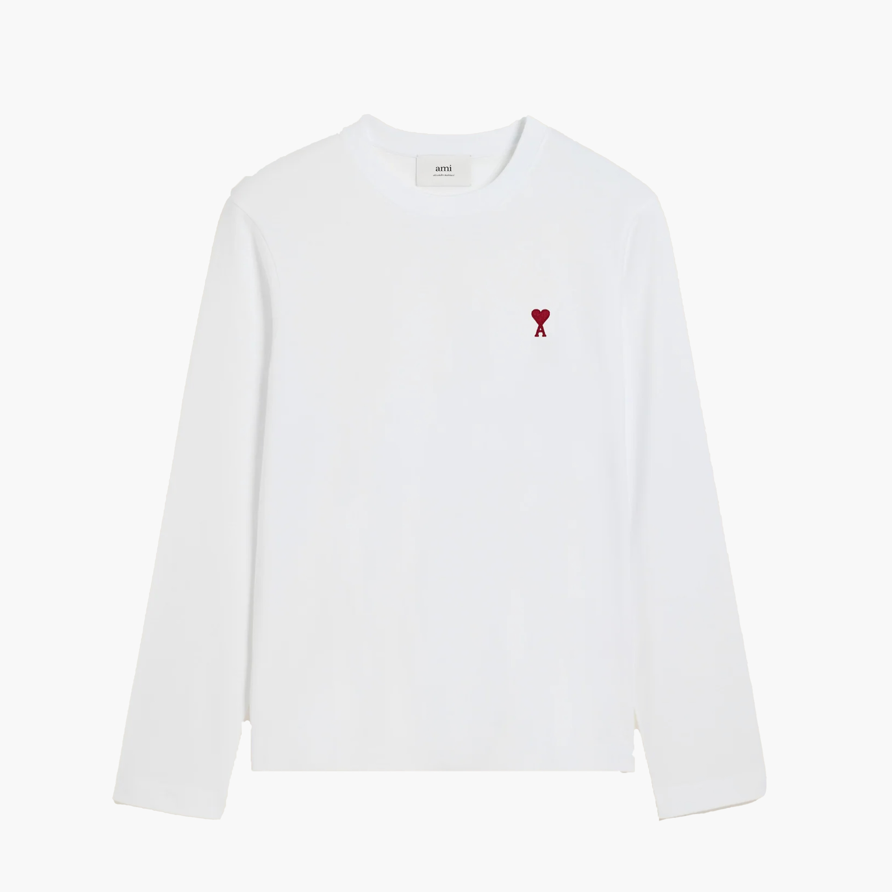 Ami Paris T-Shirt Manches Longues Coeur Rouge Blanc