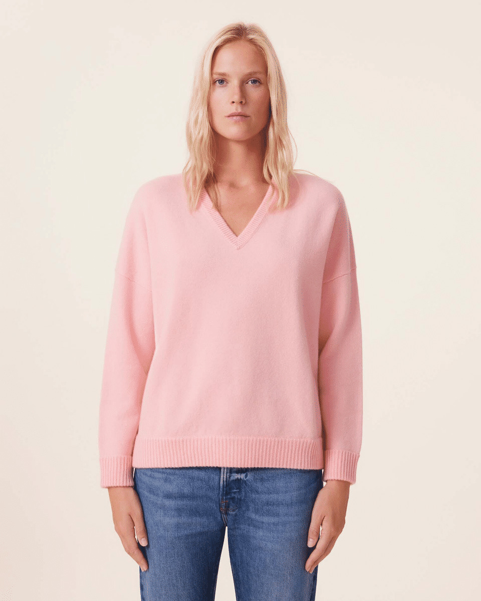 Pull Kiki Pull Cachemire Col V Oversize Femme, 4 fils