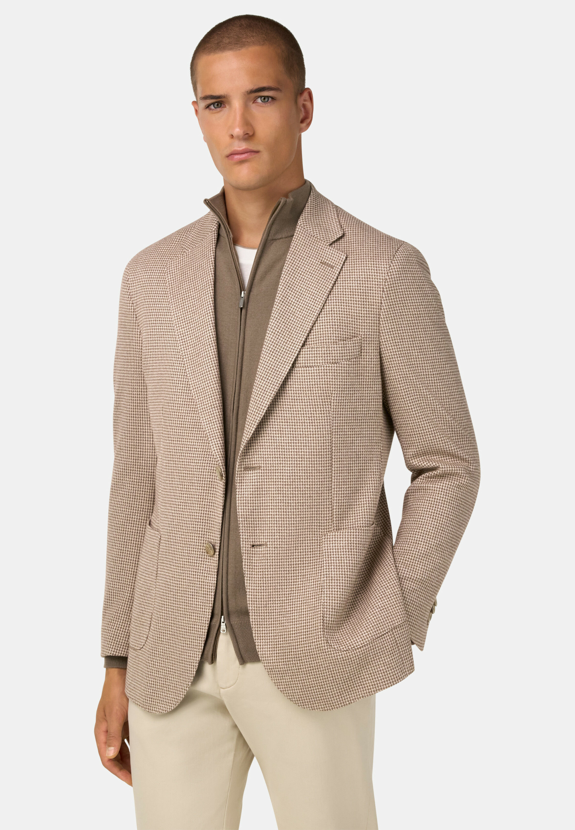 Veste B Jersey Pied-De-Poule En Coton Mélangé