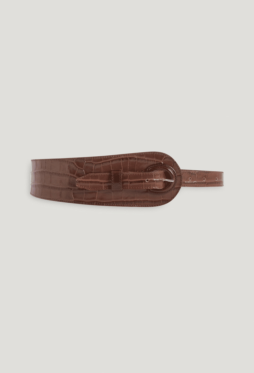 Ceinture cuir embossé marron