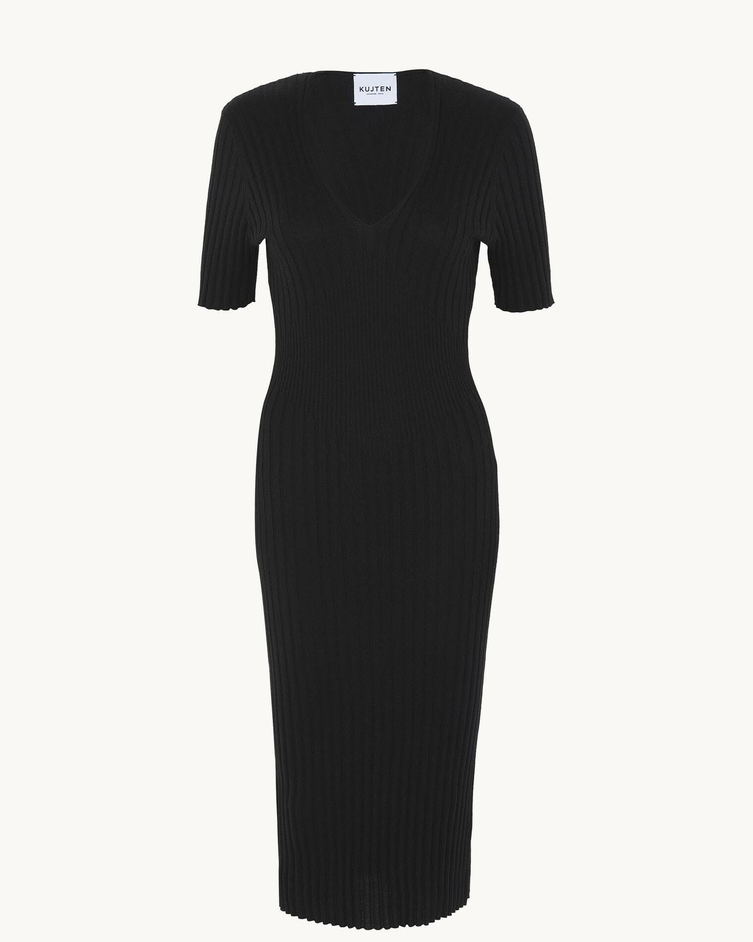Robe Ainura Robe Col V Manches Courtes Soie et Cachemire, 1 fil