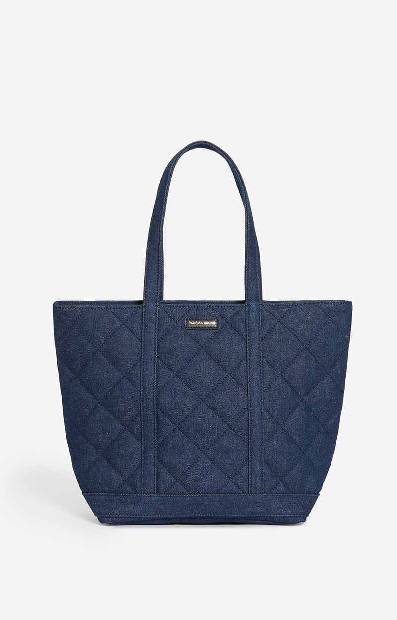 Cabas M En Denim Matelassé Porté Main