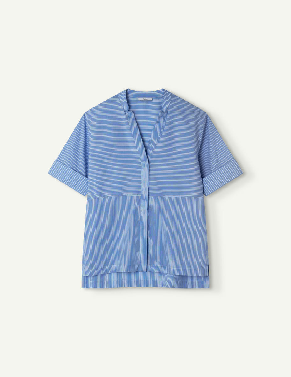 Chemise Bailey rayée en popeline bleue