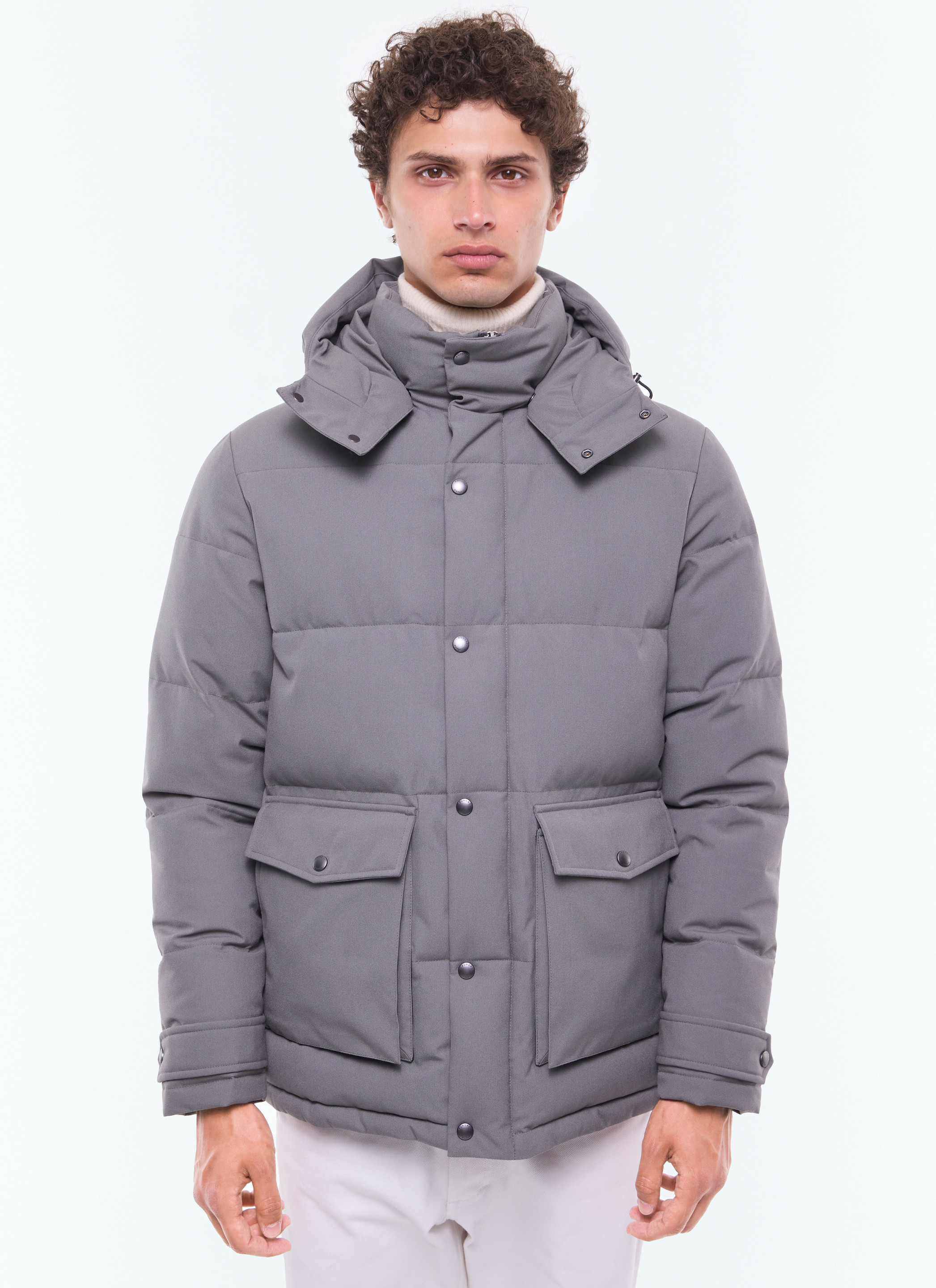 Doudoune à capuche en toile déperlante