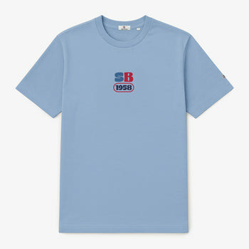 T-shirt manches courtes en coton avec imprimé SB1958 bleu dragée