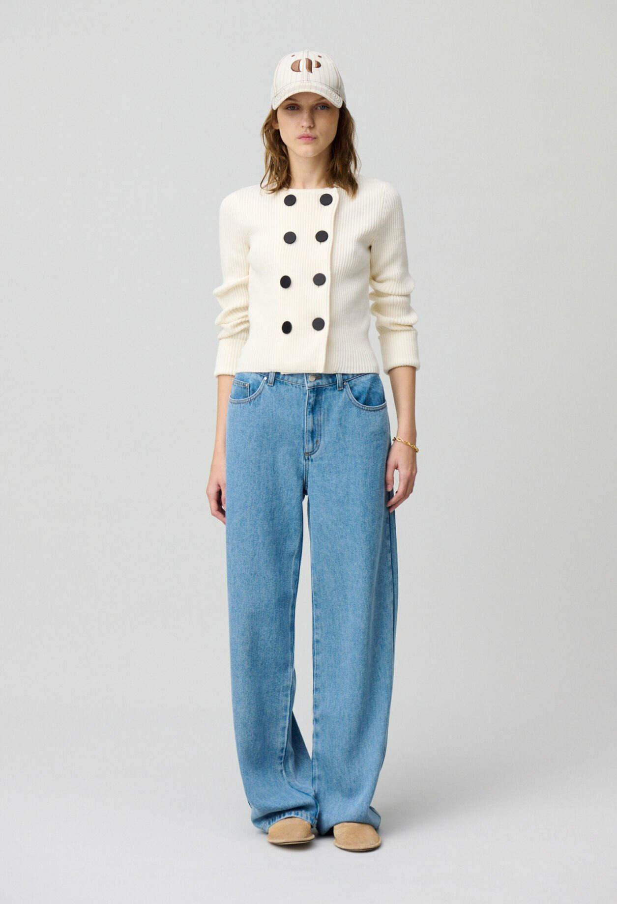 Cardigan laine mélangée boutonné