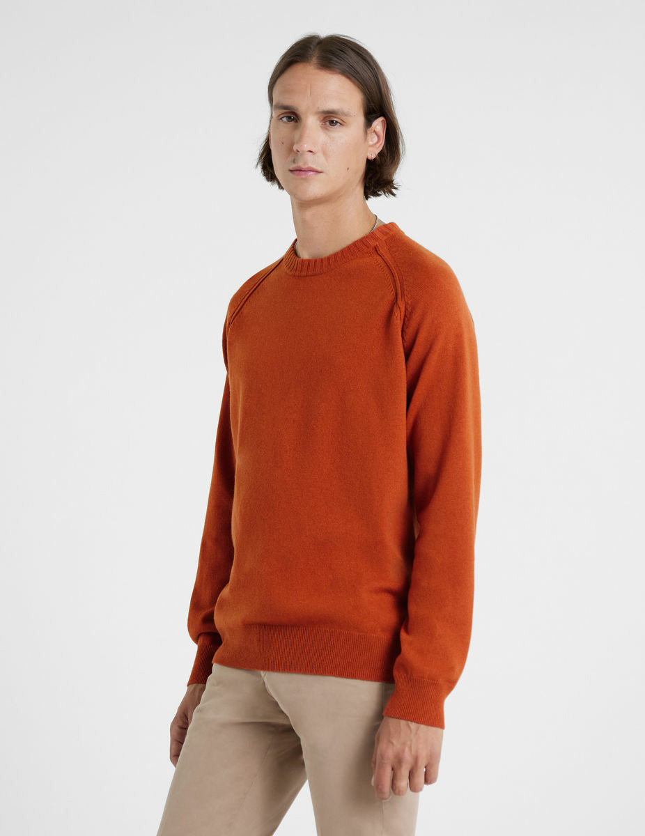Pull Emile en laine et cachemire orange