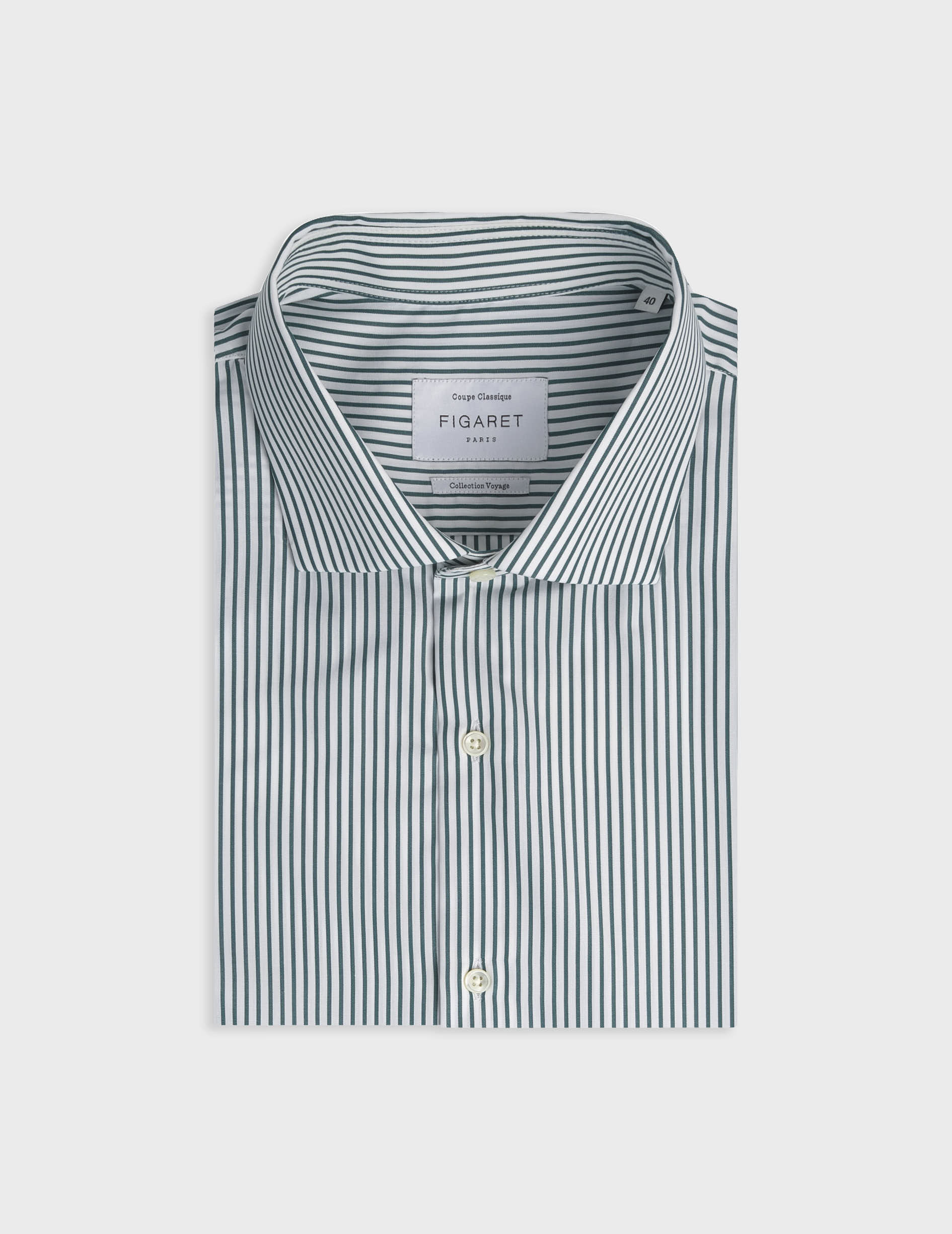 Chemise classique voyage rayée verte