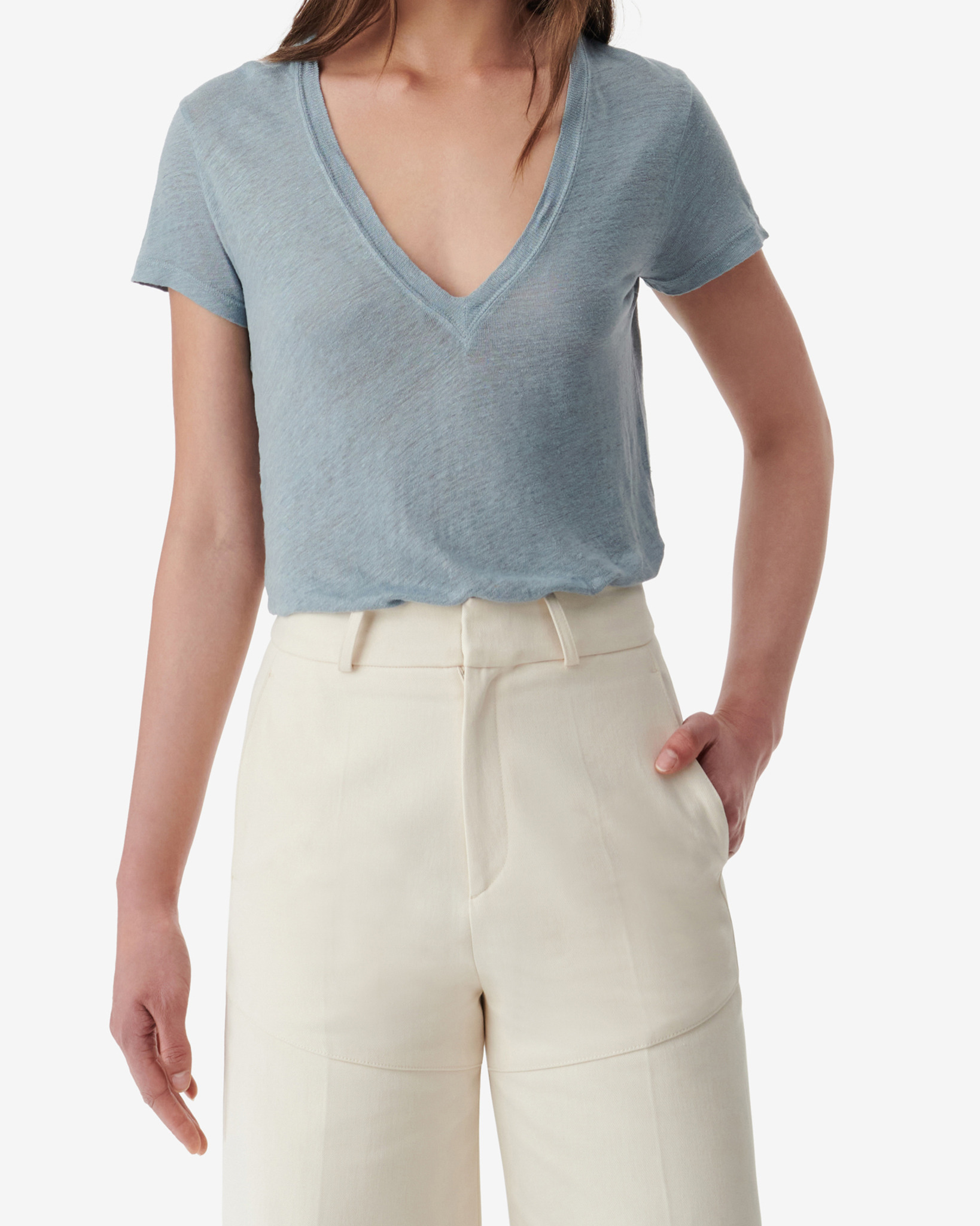 T-Shirt En Lin Col V Rodeo