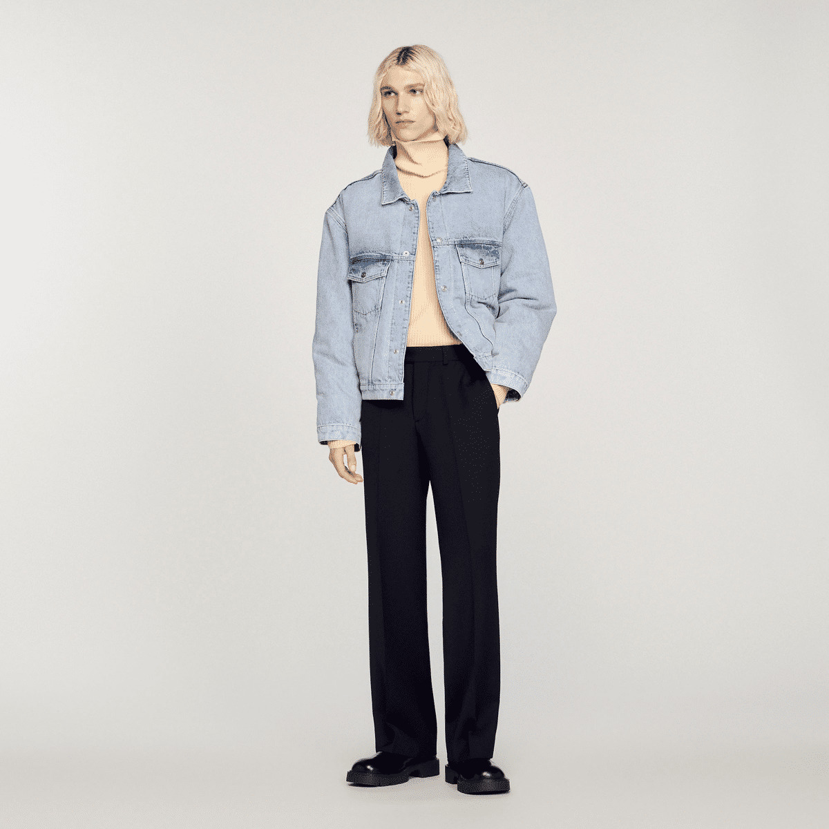 Blouson en denim molletonné