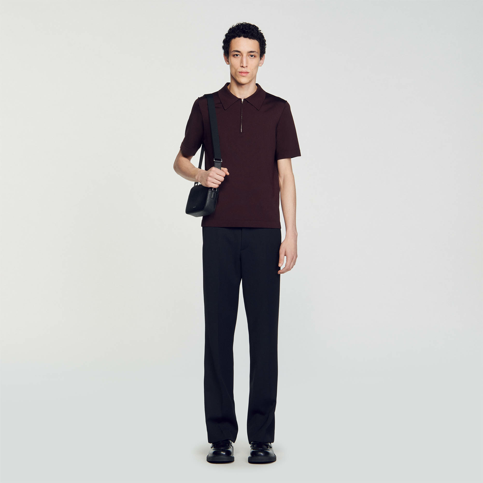 Polo en maille à col zippé