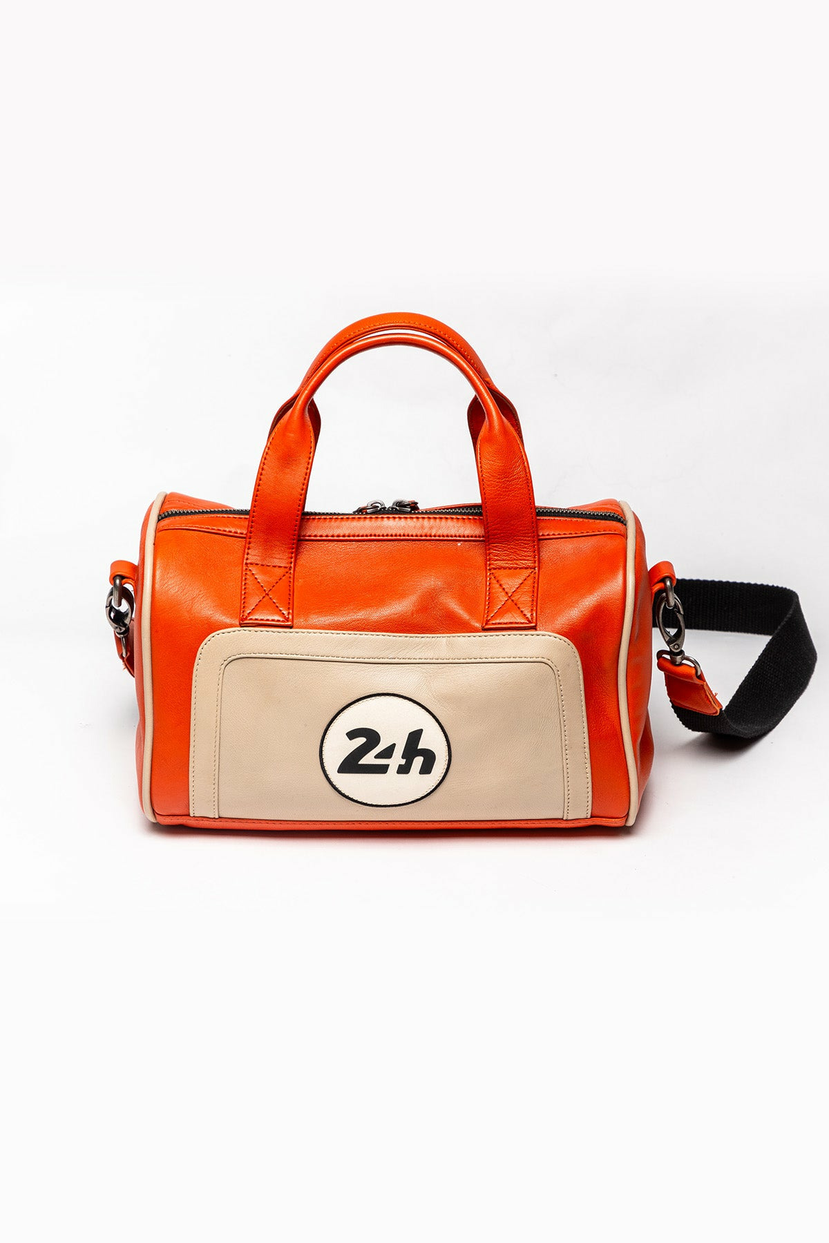 Sac Cuir 24H Le Mans femme Joey orange.écru