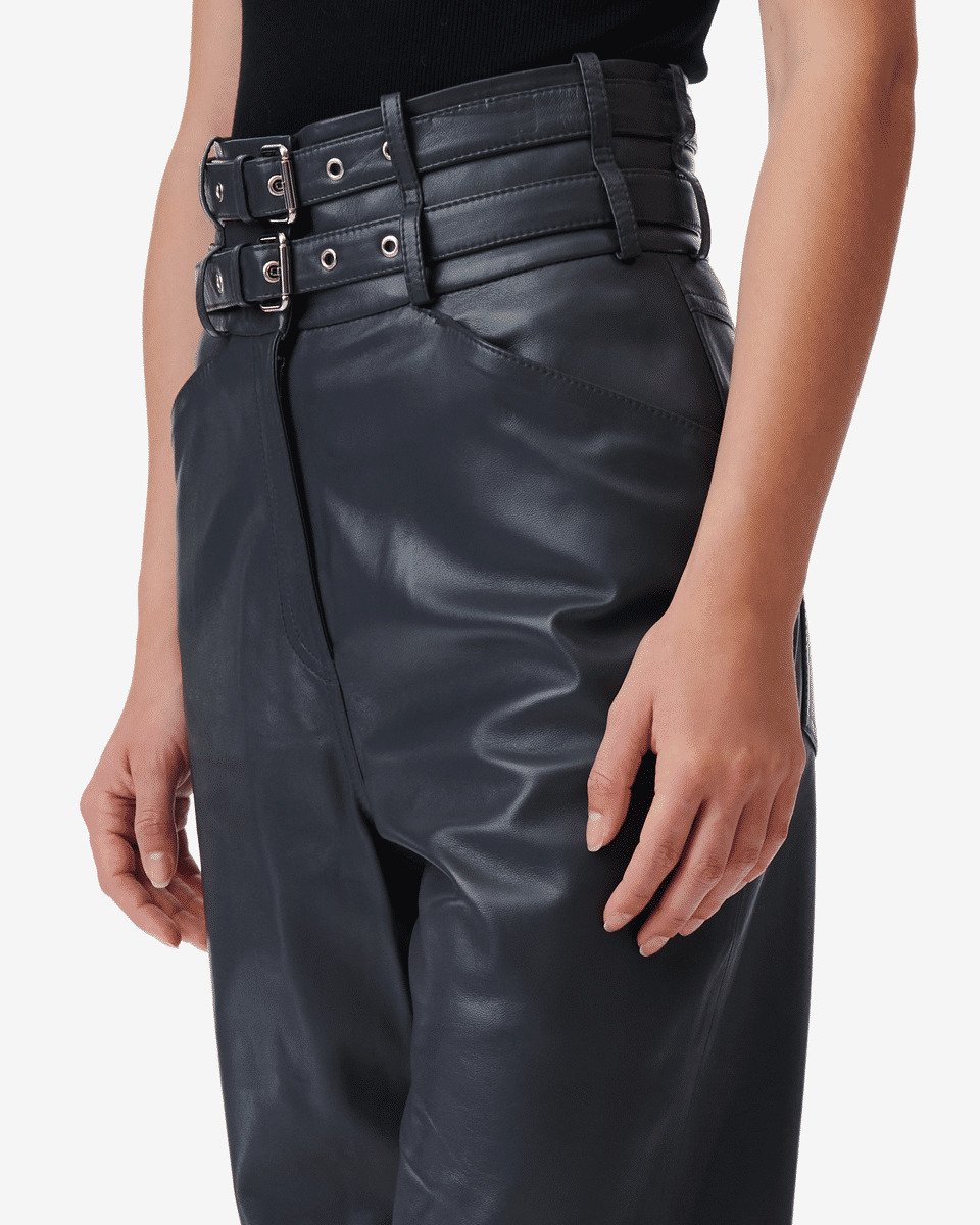Pantalon Carotte En Cuir Bratis