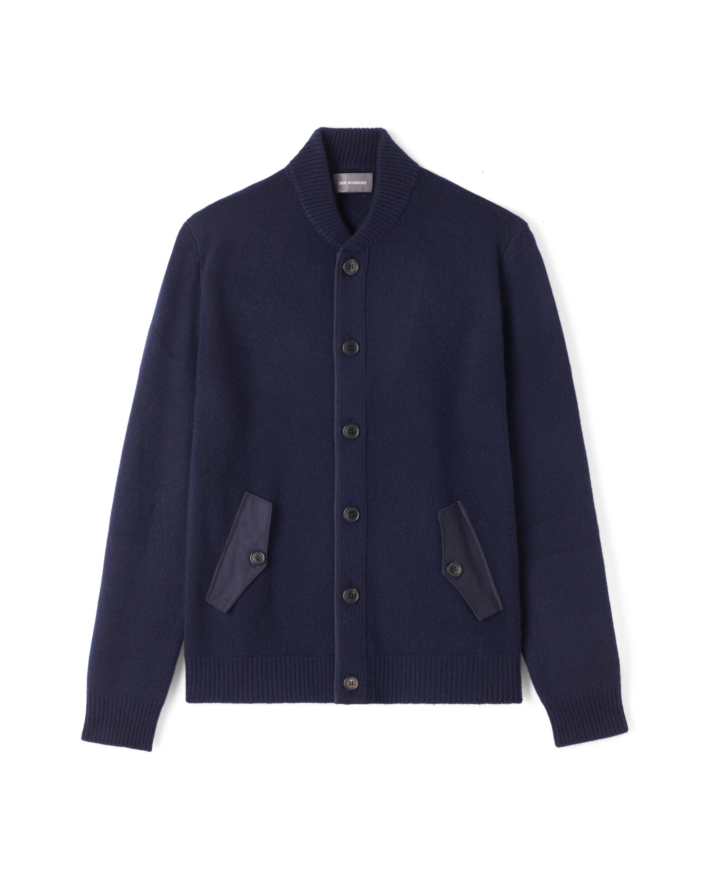 Teddy boutonné à poches ganses imitation daim - Homme - MARINE