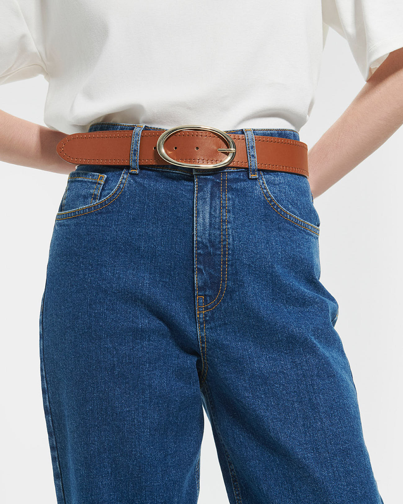 Ceinture Cyclone Cognac en cuir